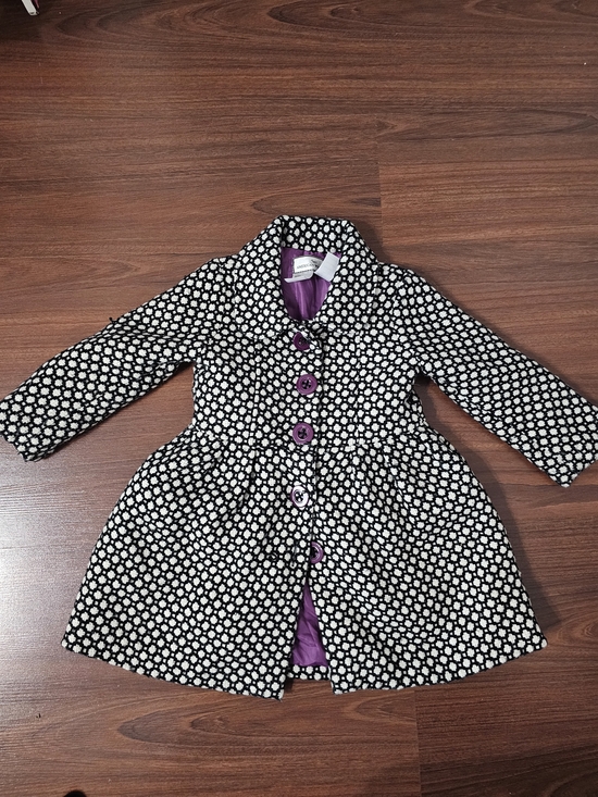 American Widgeon Other - American Widgeon Girls' Black & White Daisy Peacoat with Purple Lining